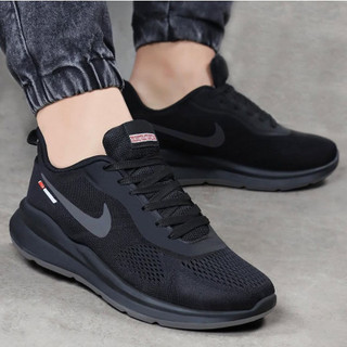 کتونی اسپرت مردانه تزریق مدل نایک(nike)|سایز44 |رانینگ |طبی| تمام مشکی کد 2012