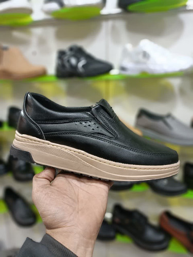 کفش چرم صنعتی مشکی مردانه با ارسال رایگان کد 2201